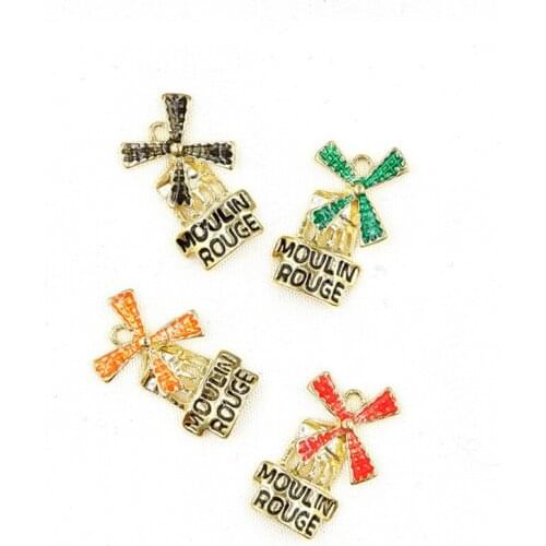 10pcs Colorful dripping windmill Charms Metal Pendant Golden Color Earring DIY Fashion Jewelry Accessories