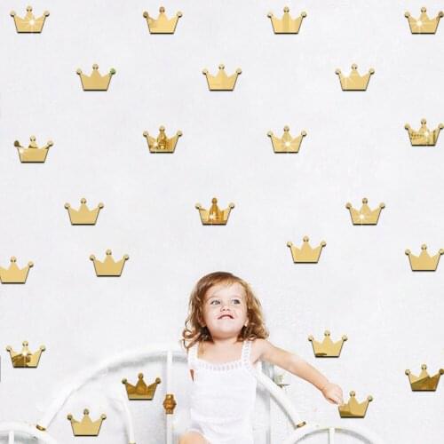 15 pcs Creative Nordic Crown Acrylic Wall Stickers Childrens Room Kindergarten Decoration Cartoon Self-Adhesive