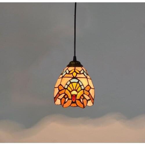 15cm European-Style Vintage Tiffany Colored Glass Living Room Restaurant Bar Club Art Glass Chandelier Baroque