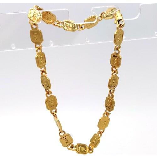 18 k Stamp connect link Bracelet Anklet Gold GF Yellow Ankle Jewllery Foot Women Girls Beach big small Size Freedom