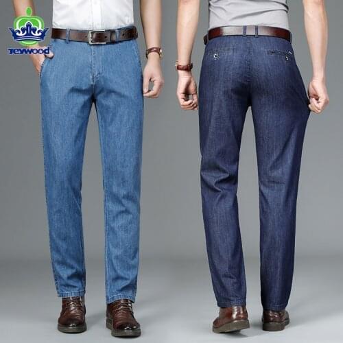 2021 Autumn Winter Mens Thick Jeans 100%Cotton Fabric High Quality Business Casual Stretch Jean Trousers Male Brand Pants 40 42