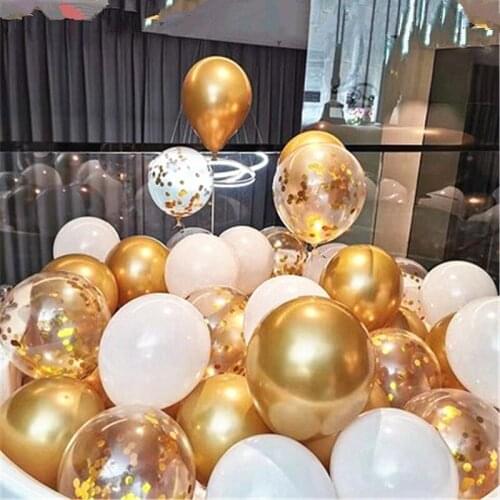 30pcs Gold Confetti balloons Set navy blue Chrome metallic balloon Birthday Party Wedding Decoration Wedding Anniversary globals