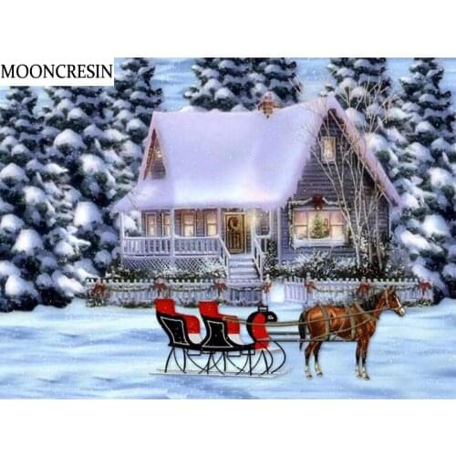5D Diamond Painting Full Drill Resin Snow House Rhinestone Diy Diamond Embroidery Landscape Tree Cross Stitch Decor Christmas