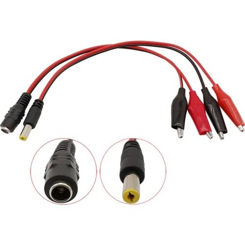 5Pasir/10Pcs DC Male Female Jack Alligator Clip Connector 5.5*2.1mm 12V DC Power Cable To 2 Alligator Clip Voltage Test Leads