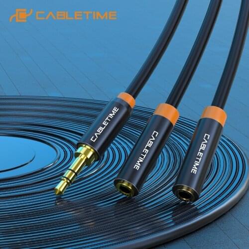 Audio Cable CABLETIME Headphone Splitter 3.5mm Jack Male to 2 Female 3.5mm Adapter Aux Cable for iPhone Samsung MP3 Player C101