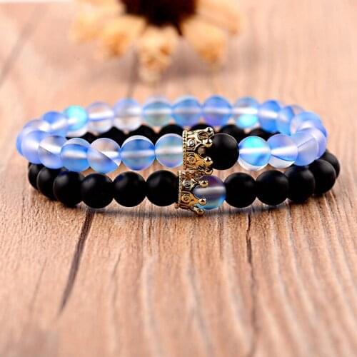 2020 Lovers Couples Crown Beads Bracelet Matching Gift Glitter Stone Bracelet For Men and Women Jewelry