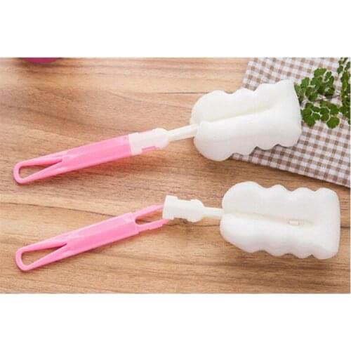 Newborn Baby Bottle Sponge Long Handle Brush Feeding Milk Bottle Brush Cleaning