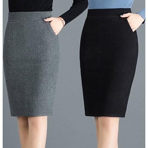 Large Size Elastic Slim Bag Hip Skirt Female 2021 Spring and Autumn Mid-length High Waist Anti-exposure One-step Skirt