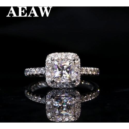 5mm 1ctw Carat Elegant DEF Color Princess Halo Engagement Wedding Moissanite Diamond Ring For Women in silver or white gold
