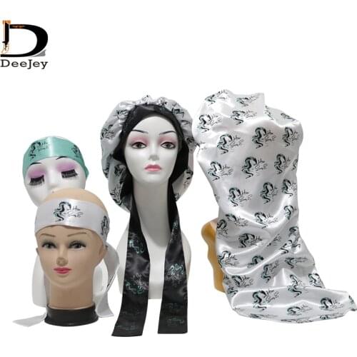 Custom hair bundles extensions satin bag bonnet wrap band with rhinestone hairdressing cape apron packaging boxes sleep cobe