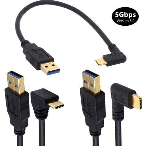 Type C 90 Degree Cable, USB 3.0 (Type A) Male to USB 3.1 C (Type C) Male 90° Angle Sync & Charge Converter Adapter Cable Cord