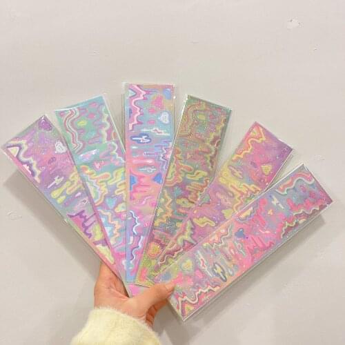 Korean Blingbling Laser Stickers for DIY Scrapbook Album Card Stationery Valentines Day Gift Decorative Stickers