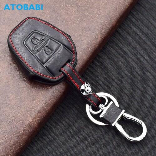 ATOBABI Leather Car Key Case Skin For Isuzu Mu-x 2 New Isuzu D-max Vcross Spacecab 2 Buttons Remote Control Fobs Protector Cover
