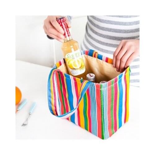 Fashion Stripe insulation cold protection portable bag,useful storage bag 21*13*20cm free shipping