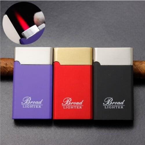 Fashion Rubber paint Frosted Aluminum alloy Butane inflatable gas Cigarette lighter New jet Turbo torch red flame men women Gift