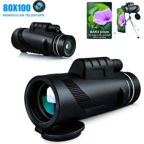 80X100 Hd Monoculaire Telescoop Telefoon Camera Zoom Starscope Statief Telescoop Telefoon Clip Voor Outdoor Camping Hunting