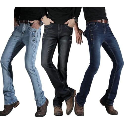 Mens Vintage Black Grey Blue Flare Jeans Men Business Casual Boot Cut Jeans for Men Stretch Slim Flared Jeans Bootcut New Arrive