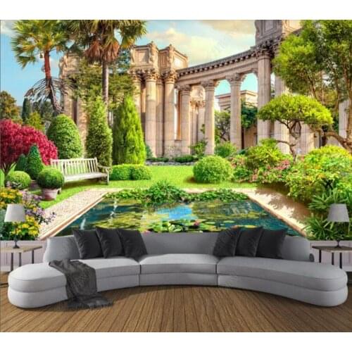 Papel de parede Roman column garden landscape background wall 3d wallpaper,bedroom KTV bar mural wall decor