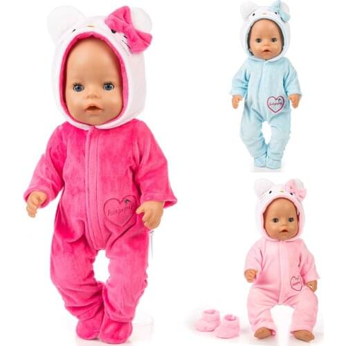 New warm cat jumpsuits+shoes Doll Clothes Fit For 43cm zapf baby Doll clothes reborn baby Doll Accessories