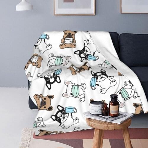 French Bulldog Dog Blankets Fleece Textile Decor Animal Multi-function Warm Throw Blanket for Bed Outdoor Bedspread