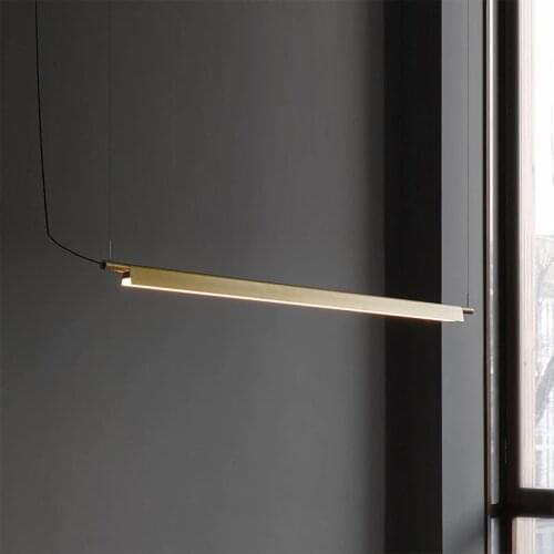 Post-modern Simple Office Pendant Lights Luxury Dining Room Restaurant Kitchen Hanging Lamps Personality Aluminum Strip LED Lamp