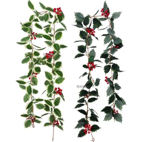 2 Pcs Christmas Wreath Artificial Vine Hanging Floral Foliage Garland Christmas Decorations For New Year Xmas Lanyard vine