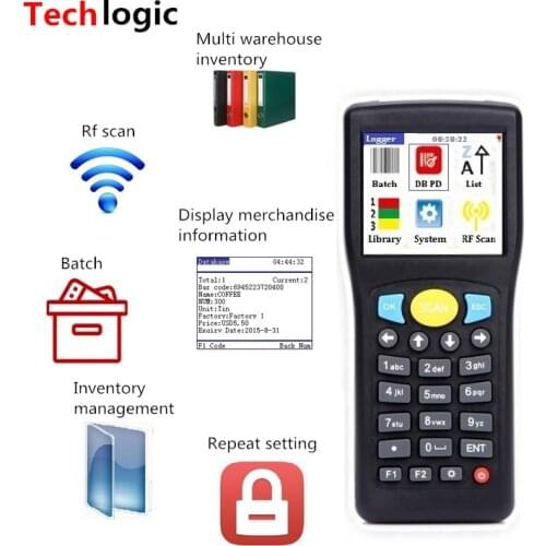 Techlogic E0589 Mini Bar Code Scanner Wireless Barcode Reader Handheld Terminal PDA Warehouse Inventory Barcode Scanner Bar Gun