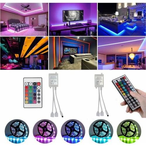 LED Strip Light 5M 10M 15M 2835 RGB Flexible Color Changing Remote Controller Waterproof for Home Kitchen Bed Room Decoration