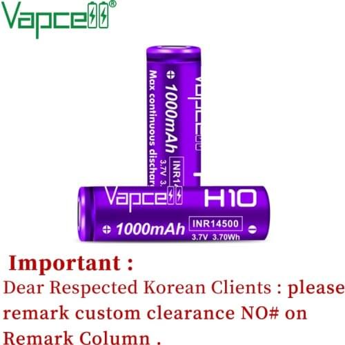 Vapcell INR 14500 1000mah 10A H10 Large discharge 3.7V li lon battery recharge batteries cell for flashlight power tools mod