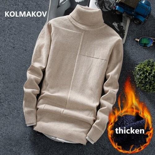 KOLMAKOV 2019 winter Mens Sweaters Mens Sweater Turtleneck Knitted Pullovers thicken Hot Sale Soft Wool Men Sweater M-3XL