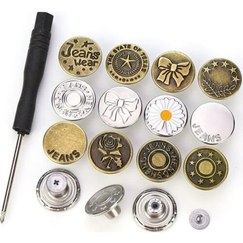 1/2/5/10 PCS No Sew Instant Buttons 17 mm Replacement Jeans Buttons Alloy Removable Buttons Easy Clip Snap Buttons Instant