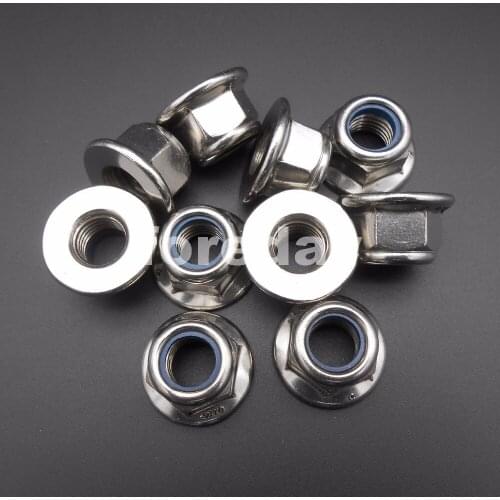 10PCS X 304 Stainless Carbon Steel M12 Nylon Insert Hex Flange Lock Nuts A2 1.75 Pitch Hexagon Nuts 12MM 10PCS/LOT HQ * BT964X10