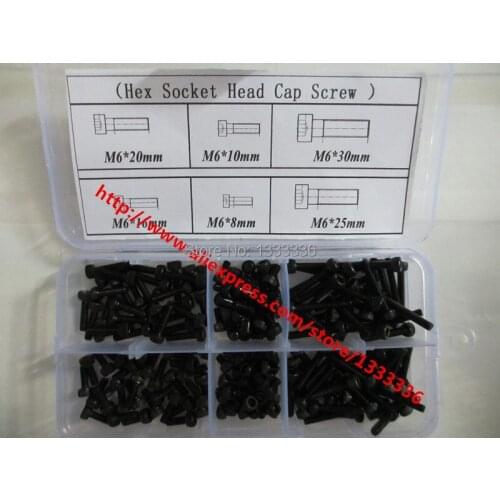 48pcs M6 Hex Head Socket Cap Screw Black 12.9 Grade Accessories Kits Bolt M6X8/10/16/20/25/30mm