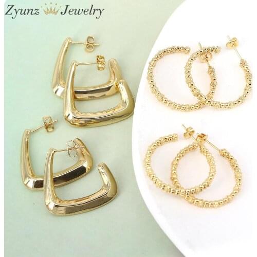 5 Pairs, Fashion Metal Gold Earrings For Women Copper Geometric Stud Earring Dainty Geometric Earrings 2021 Trend Jewelry Gift