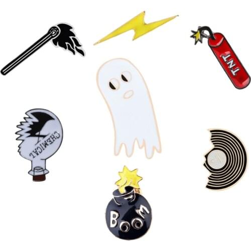 Strange Thing Bomb Ghost Brooches Enamel Icon Pins Jackets Lapel Pin Bag Button Badge Fashion Cartoon Unisex Jewelry Party Gifts