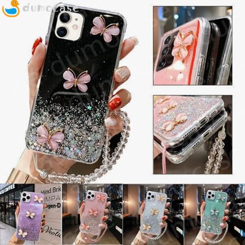 Shiny Bling Star Butterfly Phone Case for iPhone 12 11 Pro Max X XS XR 7 8 6 6S Plus SE2 Clear Glitter Soft Epoxy TPU Back Cover
