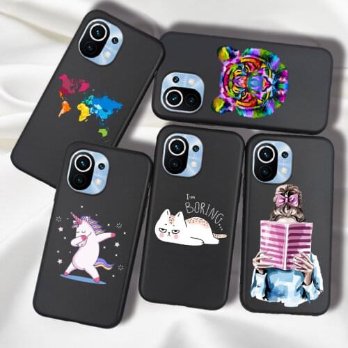 For Xiaomi Mi 11 Lite Case Travel Map For Xiaomi Mi 11 Mi11 Xiaomi11 11Lite Case Cover TPU Silicone Soft Bumper Fashion Girl Cat