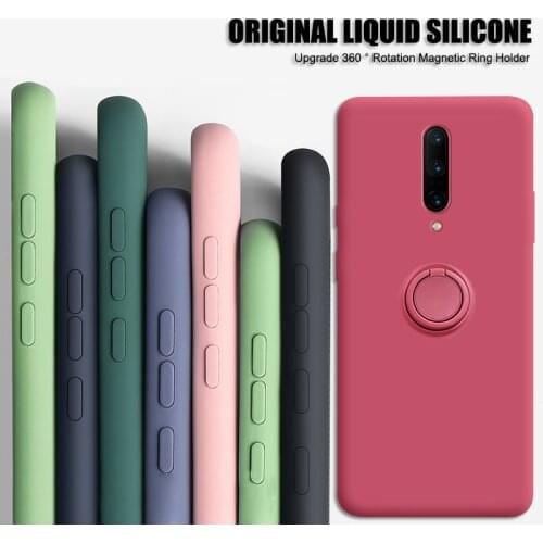 Original Liquid Silicone Phone Cases For Oneplus 7 Pro 7 Luxury Magnetic Ring Holer Soft Tpu Cover For One Plus 8 Pro 8pro Case