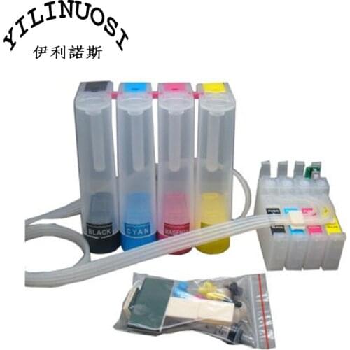 For Epson WorkForce WF-3620 / WF-3640 / WF-7610 / WF-7620(for AUS) CISS with Permanent Chip--4 Cartridges(10ml),4 Bottles(100ml)