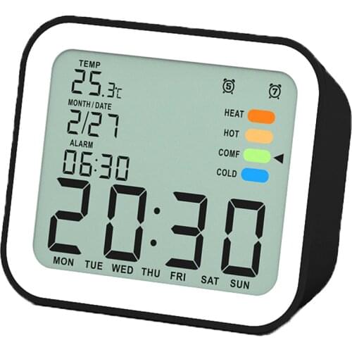 Battery Operated Electronic Desk Alarm Clock with Backlight and Snooze, Travel Clock with temperature and Calendar