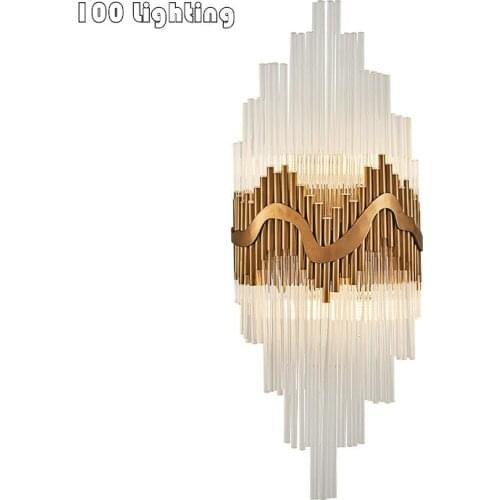 European Parlor Wall Lights Unique Gold Metal Crystal Hotel Room Aisle Wall Sconce 110-220V Loft Decoration Indoor Luminaire