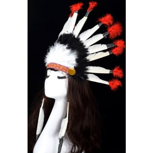 Chief Indian Feather Headdress Headband Samba Carnival Costume Indian Feather Costumes War Bonnet Hat Indian Headdress Choose