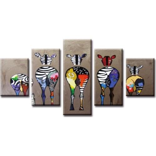 HD Printed Abstract zebra Canvas Painting on the Wall Art Modular Pictures framed 5 Pcs Home Decor Modular Pictures Posters