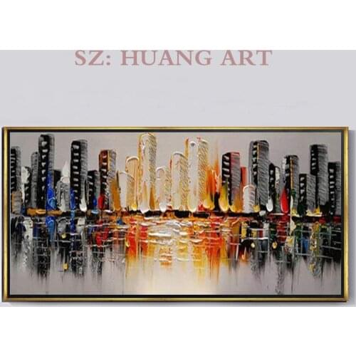 Arts Hand Paint Modern Abstract Oil Painting on Canvas Abstract City Pictures Wall Art For Decoration Lobby of large mural hotel