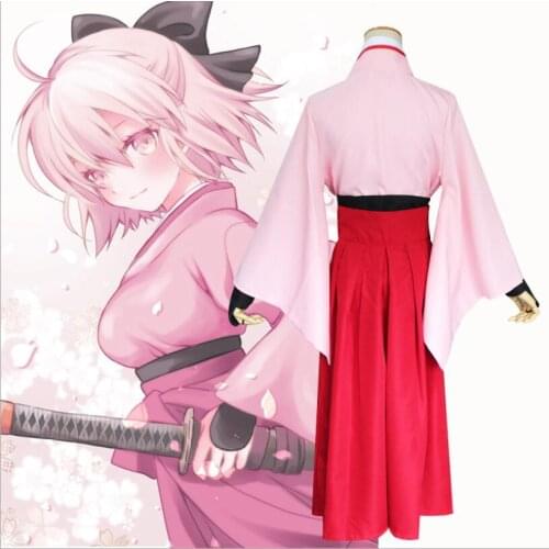 Anime Grand Order Cosplay Fate Saber Cos Halloween Party Male/Female Pink Casual Kimono Costume