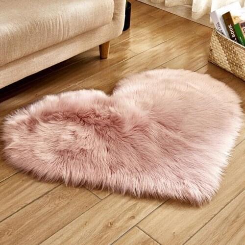 Heart Shaped Love Area Rug Shaggy Carpet Mat For Bedroom Pink