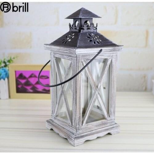 Creative Retro Wood Lantern Candle Holder European Style Candlestick Vintage Desktop Candelabros Decorativos De Velas Bougeoir