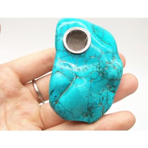 Natural Irregular bule turquoise crystal smoking pipe wands reiki healing gifts wholesale price