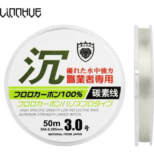 Linnhue 50m100m100% Fluorocarbon Carbon Fiber Fishing Line Monofilament Super Strong Fluorocarbon Line Carbon Fiber Fishing Line