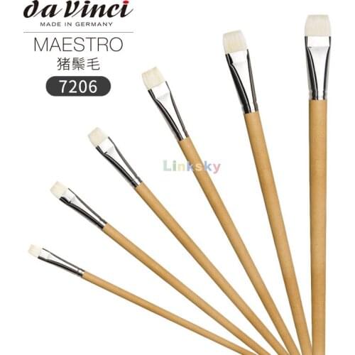 Da vinci MAESTRO series 7206,Oil & Acrylic Paint Brush,Hog Bristle texture is coarse and obvious,Long polished log handle design